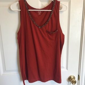 Burnt orange Tank top with beaded detail
